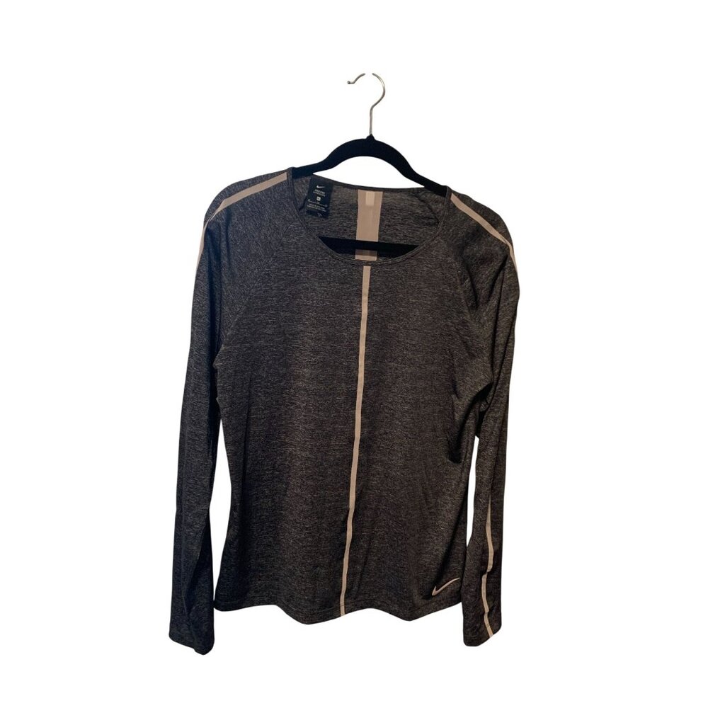 Nike Pro Hypercool Womens Size XL Long Sleeve Pullover Gray Mesh Panel Athletic